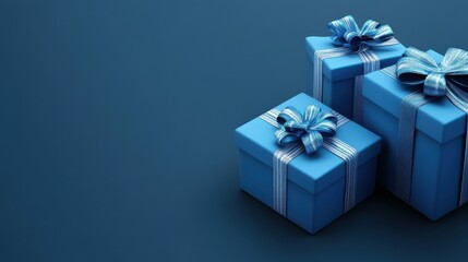 Obraz premium Blue gift boxes with copy space
