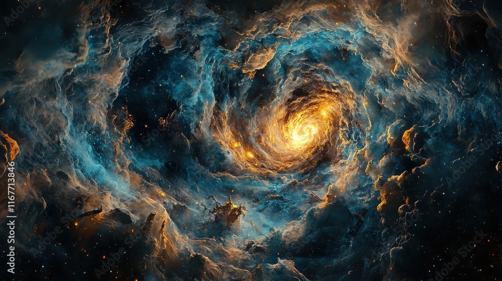 Poster celestial fireworks display outer space digital art cosmic environment hyperrealistic viewpoint nebu