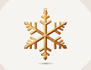 3d gold snowflake. Bronze realistic Merry Christmas decoration isolated on white background. Golden Xmas icon. Vector illustration. Snow flake shape bauble, winter symbol