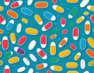 Multi Vitamin complex icons poster. Vector illustration. Multivitamin supplement, b1, d, e, mg, c, zinc, magnesium, a. Diet poster. Colorful pills capsule, droplet in a row