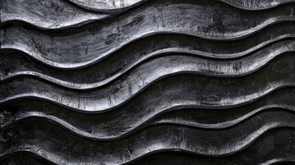 Obraz premium Abstract black wave patterned background with curved lines