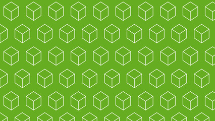 Green and white seamless pattern  with elements cubes