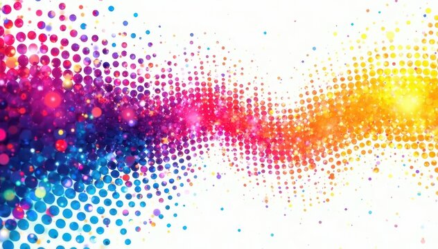 Abstract halftone pattern, white background, cyan, magenta, yellow , colorful, vibrant