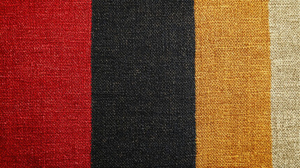 Fototapeta premium Colorful fabric texture with red, black, and brown stripes