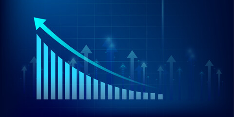 Market chart of business arrow up growth stock graph  investment to success. financial data graph strategy profit money.