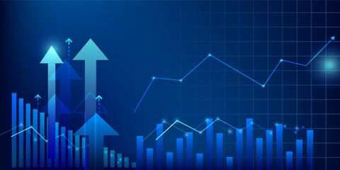stock Market chart arrow up growth stock graph  investment to success. financial data graph strategy profit money.
