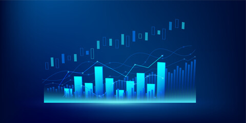 stock Market chart arrow up growth graph  investment to success. financial data graph strategy profit money.