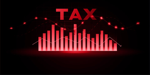 Obraz premium tax file alert in red graph background