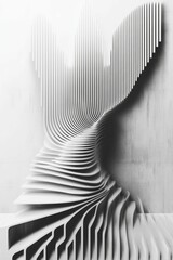 Abstract white structure, layered, curving forms.