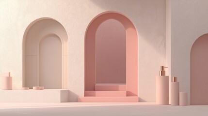 Serene Minimalist Pink Archway Product Display
