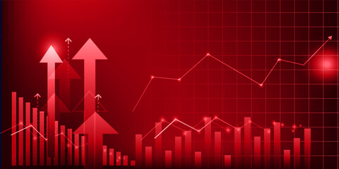 Naklejka premium financial market up downfall red graph business arrow alert