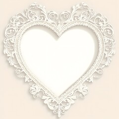 Elegant Lace Heart Border Frame Blank