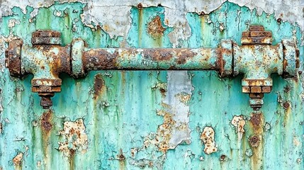 Rustic Teal and Rust: A Weathered Industrial Pipe