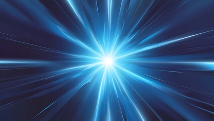 Obraz premium Abstract radial glowing dynamic light rays burst blue technology background