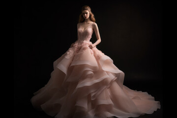 Fototapeta premium Elegant couture gown with flowing fabric, intricate design, and luxurious tailoring for formal and sophisticated fashion