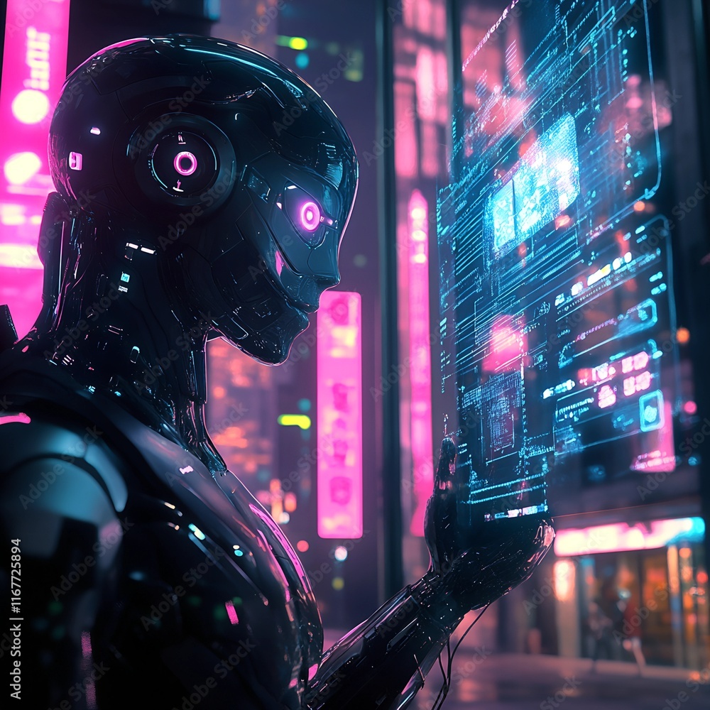 Poster ai robot humanoid futuristic interaction image