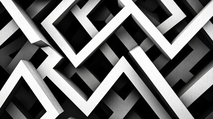 Abstract grayscale pattern of overlapping, geometric shapes creating a dynamic, textured background.