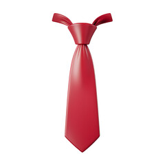 A 3D render of a cartoon style red tie. The tie is isolated on a transparent background. The tie is in a minimalist style. 