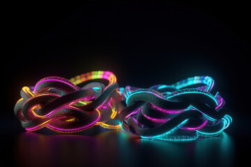 Glowing neon loops with vibrant interconnected design, symbolizing futuristic cosmic and modern creativity