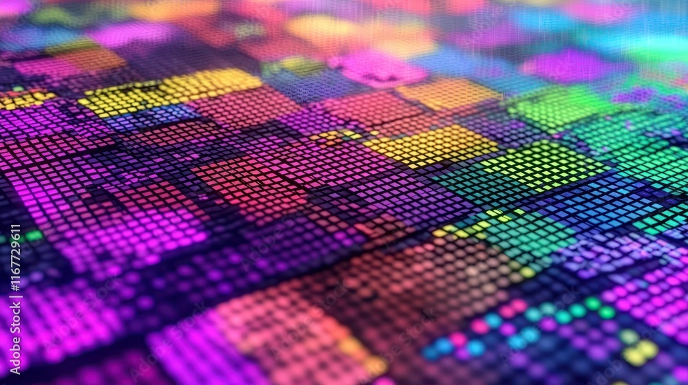 Poster abstract colorful pixelated landscape: a vibrant digital art piece showcasing a mesmerizing array of