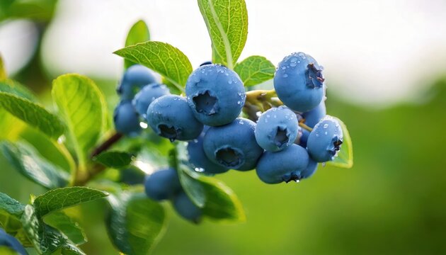  close up . Garden blueberry delicious healthy berry fruit. Grafting corymbose, high bush 