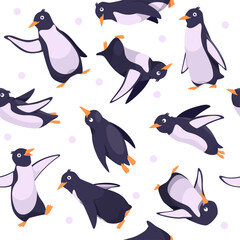 penguins pattern. north pole arctic wild animals seamless background