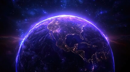 Fototapeta premium Galactic exploration event earth perspective digital art outer space night view universe concept