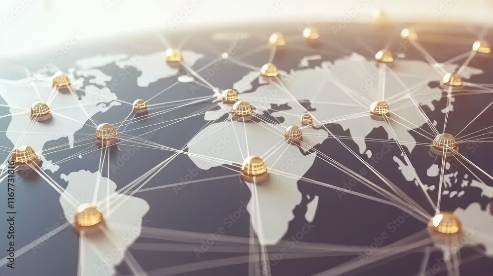 Poster global network connection: a visual representation of worldwide interconnectivity