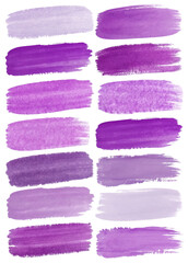 Purple watercolor swatches, vibrant hues, artistic background, creative design elements, color palette inspiration.