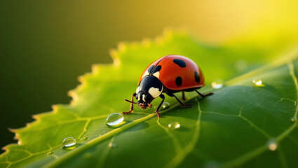 Obraz premium ladybug on leaf