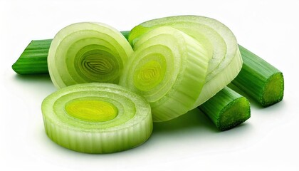 Top view of green onion isolated on the white background Cut spring onion