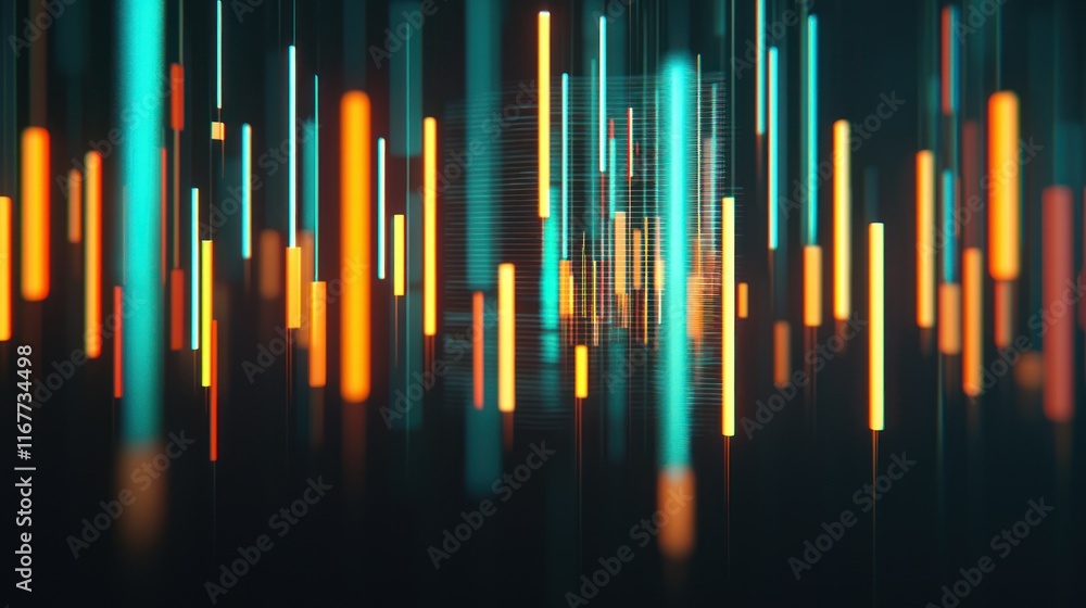 Poster abstract digital art: glowing lines and data streams