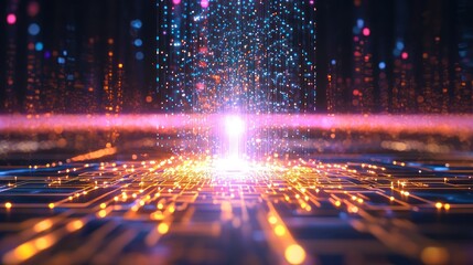 Fototapeta premium Digital Data Stream: A Glowing Network of Information