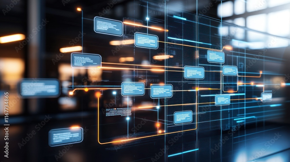 Poster abstract network data visualization: futuristic digital interface