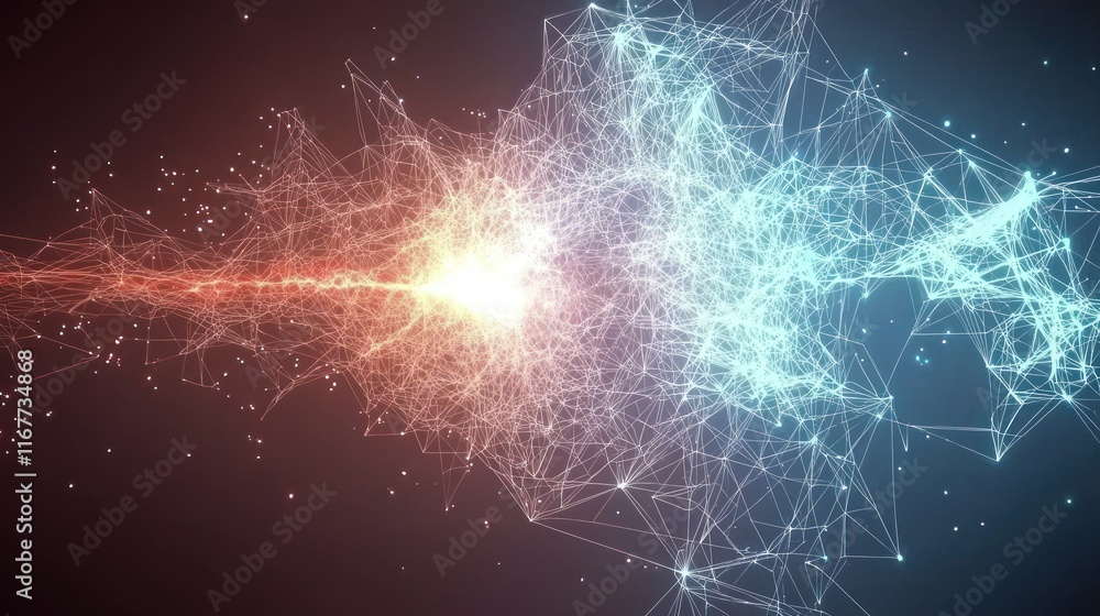 Poster abstract network connection: digital data flow visualization