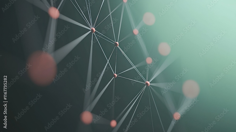 Aufkleber abstract network connection: nodes and lines in teal