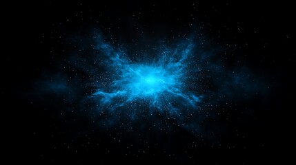 Obraz premium stylish blue wave of particles radiating outward from a central point on a dark background 