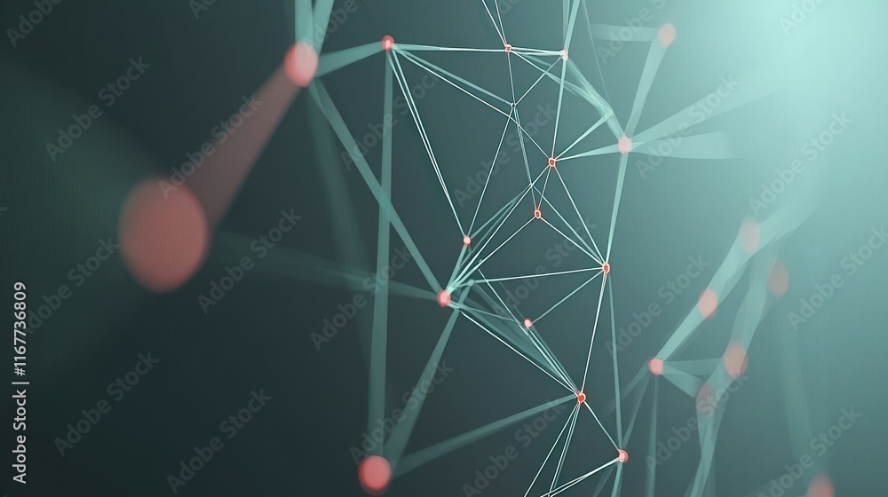 Poster abstract network connection: nodes and lines intertwined in a digital universe