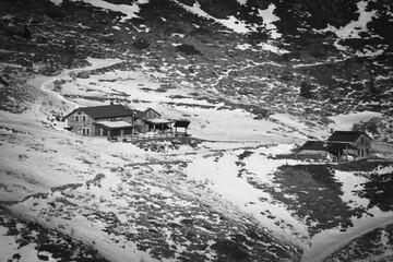 Valtellina and mountain hut Rifugio Dordona,  Orobie Alps, Lombardy, Italy