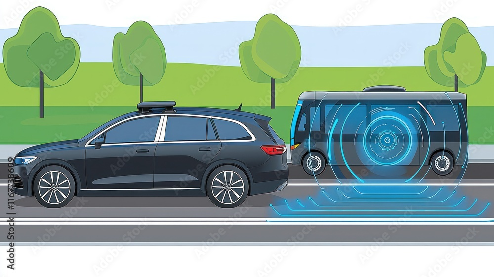 Aufkleber autonomous vehicle technology demonstration featuring advanced driving assistance systems and sensor