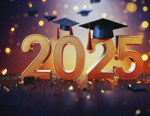 Class of 2025 with Graduation Caps Illustration AI