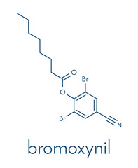 Bromoxynil herbicide molecule. Skeletal formula.