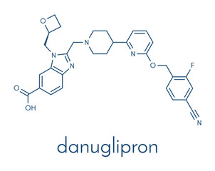 Danuglipron diabetes drug molecule. Skeletal formula.