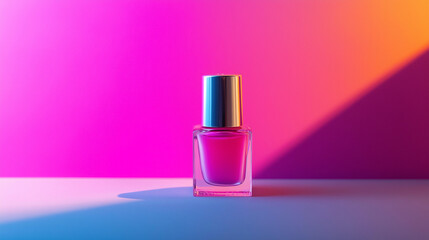 pink nail polish p isolated on pink  background , bottle of nail polish ,Manicure and pedicure concept
