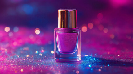 pink  nail polish  isolated on colorful background , bottle of nail polish ,Manicure and pedicure concept