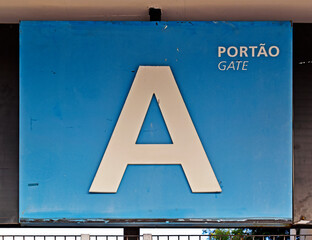 Letter A in white on a blue board