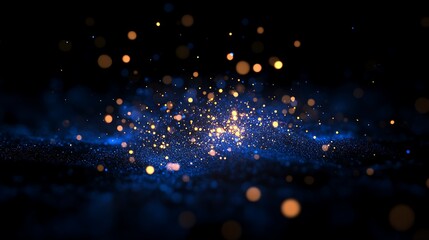 Obraz premium blue particle network with glowing dots forming a 3D digital grid 