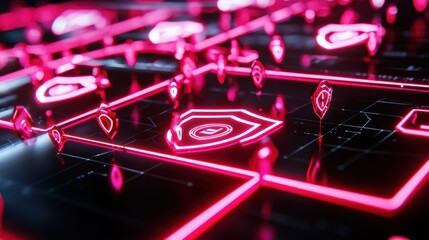 Dynamic cybersecurity interface digital realm graphic design high-tech environment futuristic viewpoint data protection concept