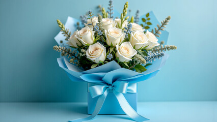 Valentine's Day Flower Bouquet with Roses in Soft Ambient Light