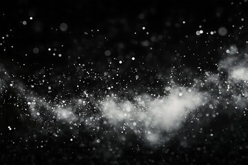 Obraz premium Dark grainy banner background with a white to black gradient abstract shape, glowing noise texture effect